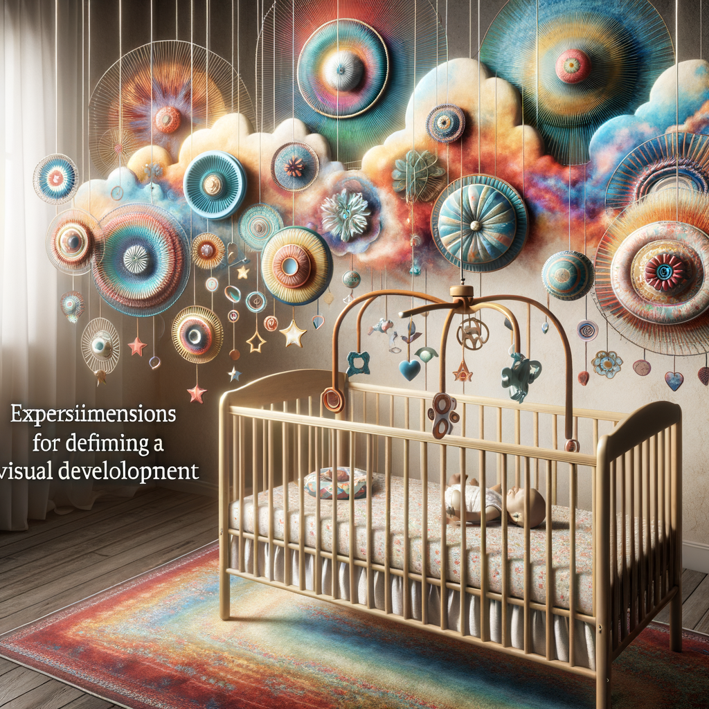 Colorful and engaging baby crib mobiles in a nursery, showcasing benefits of crib mobiles for visual development in infants and stimulating baby's vision.