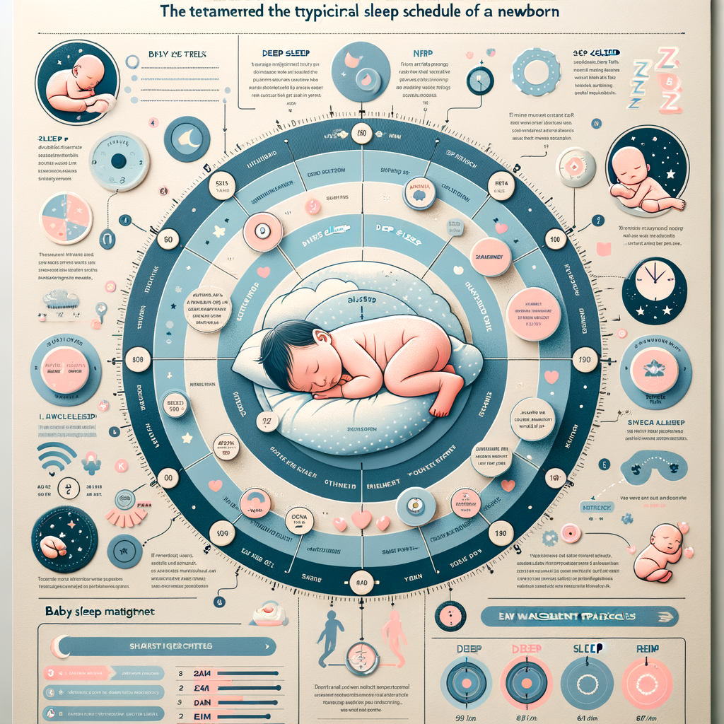 Infographic illustrating newborn sleep schedule and cycle, providing tips for understanding and managing baby sleep, highlighting infant sleep patterns and newborn sleep habits for effective baby sleep management.