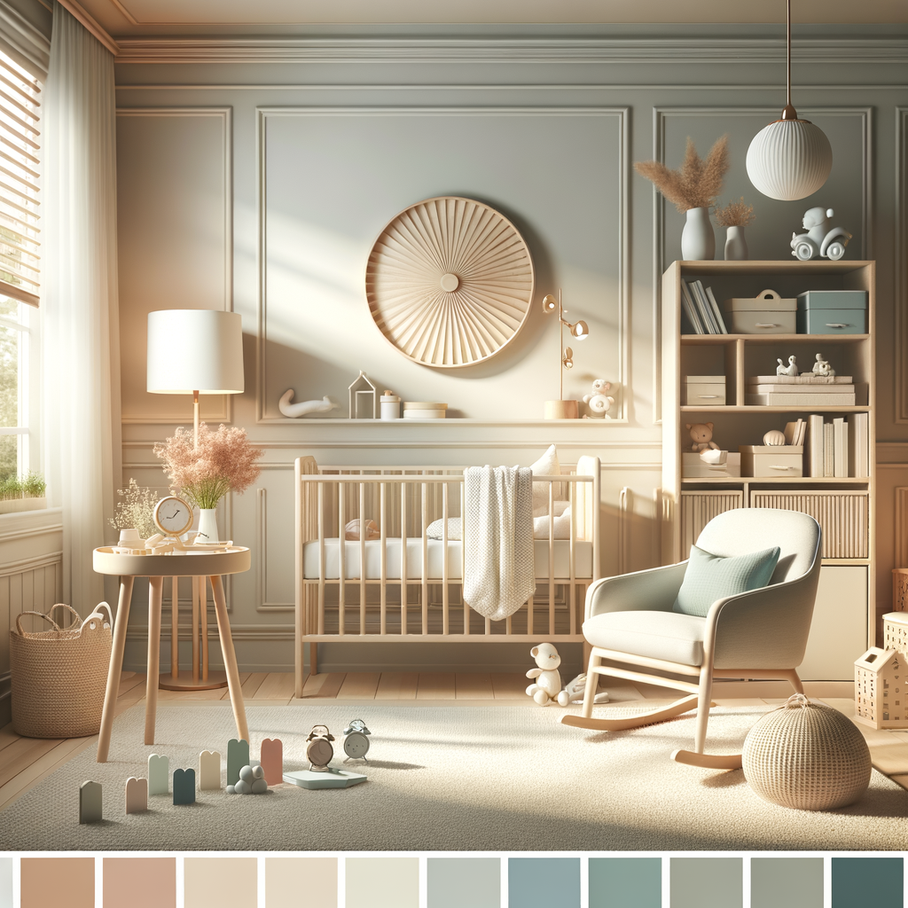 Harmonious baby room design showcasing soothing nursery color palette, neutral baby room colors, and pastel color schemes for a calming baby room decoration.