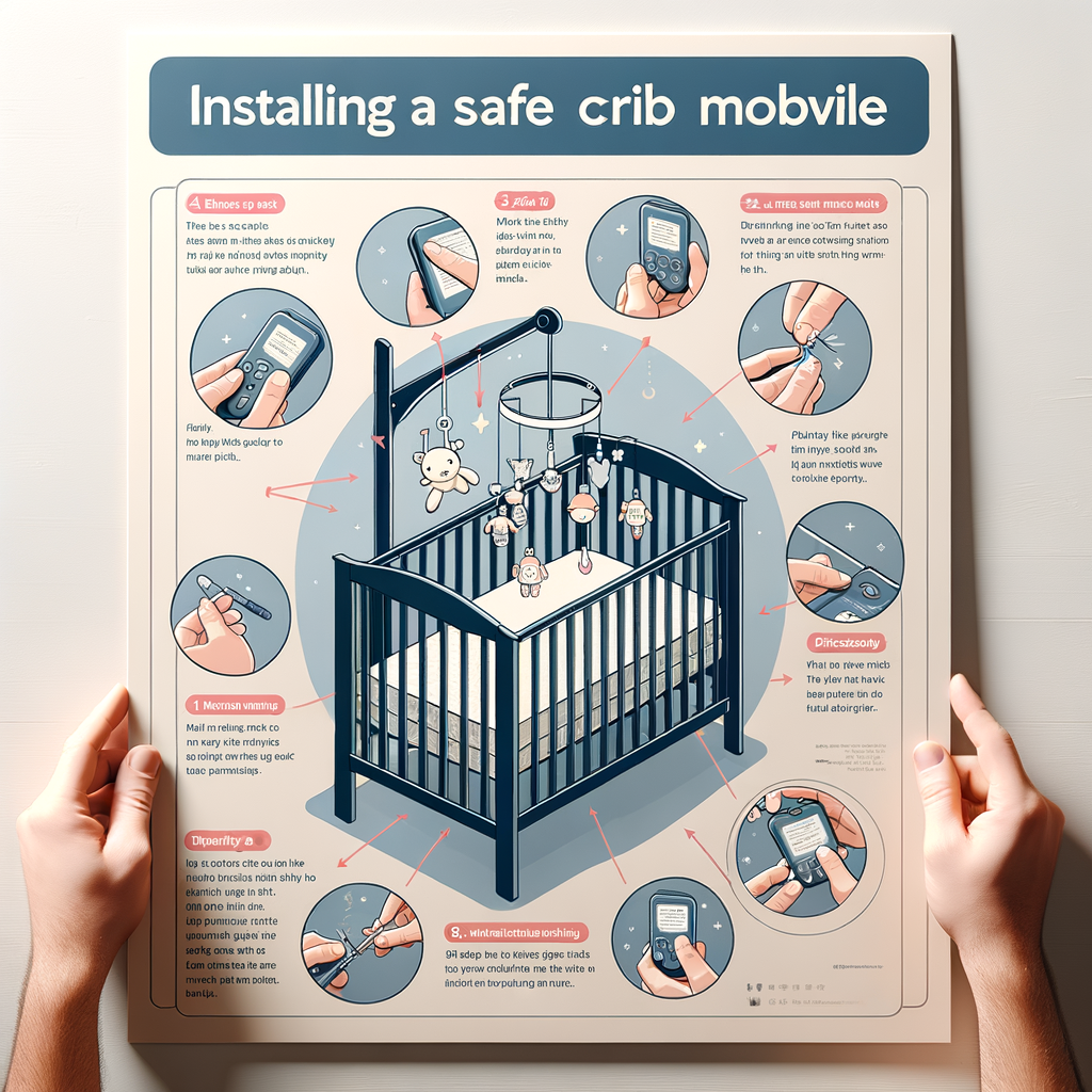 Step-by-step guide on safe crib mobile installation, highlighting DIY instructions and safety tips for secure baby crib mobile setup.
