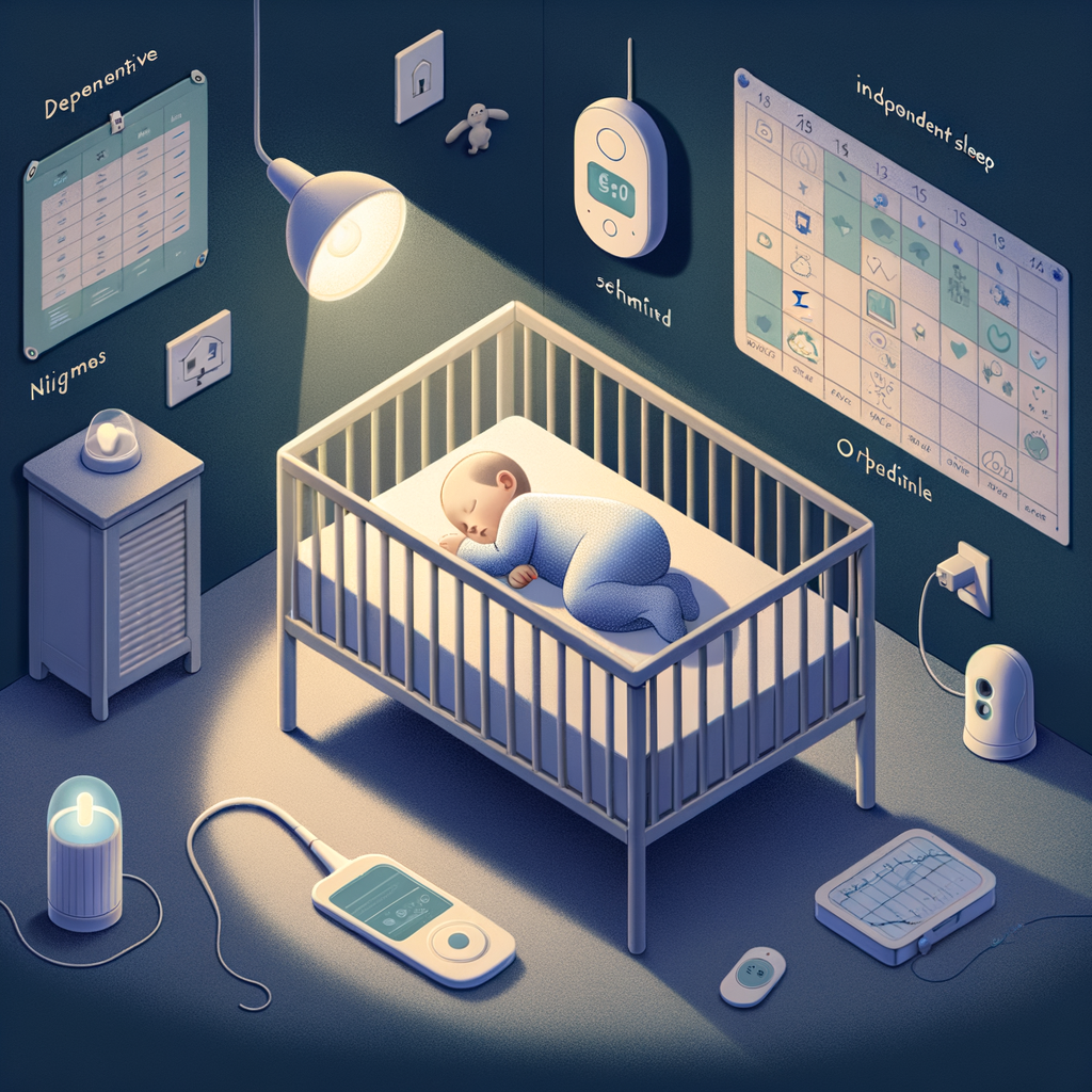Infant peacefully sleeping in crib with gentle baby sleep training tools, illustrating the transition to independent sleep and the importance of establishing healthy baby sleep habits and routines.