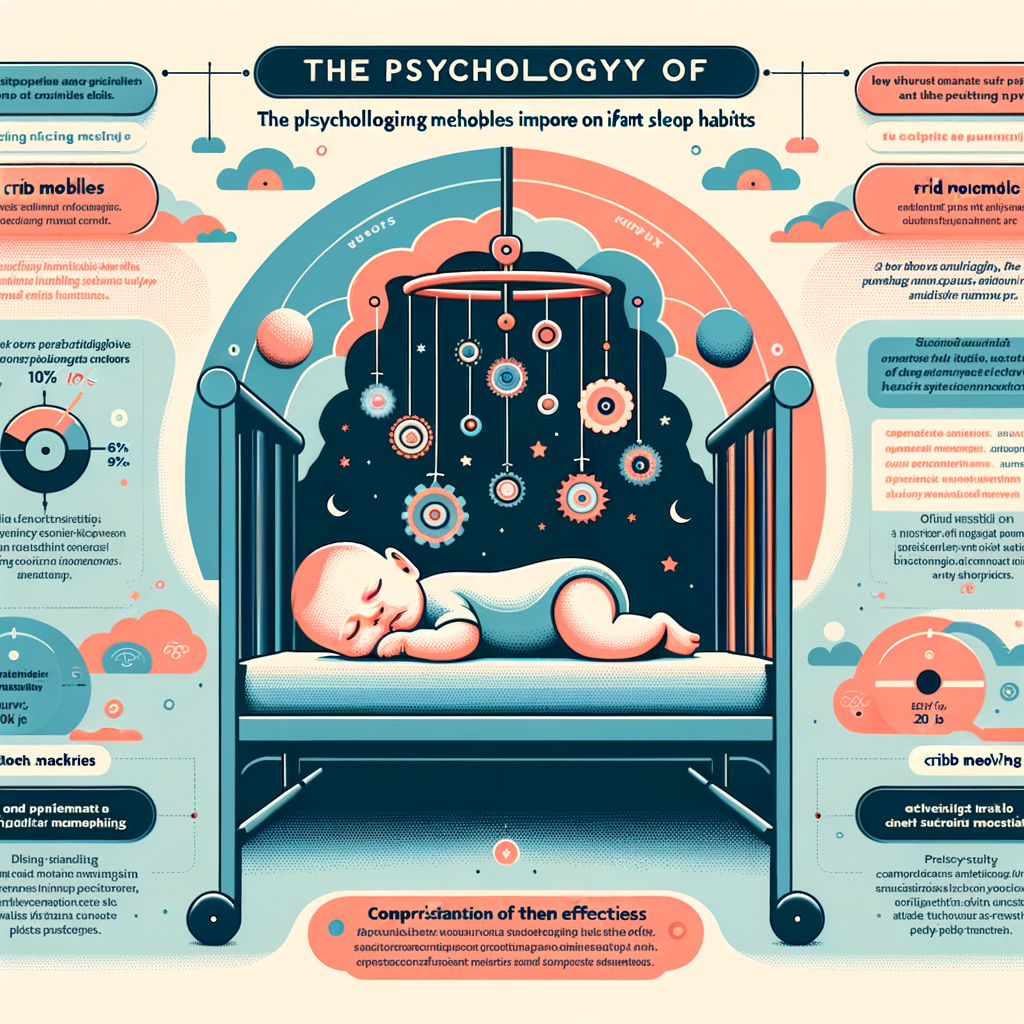 Infographic illustrating the psychology of crib mobiles, their benefits on infant sleep patterns, and their effectiveness as baby sleep aids for an article on understanding crib mobiles.